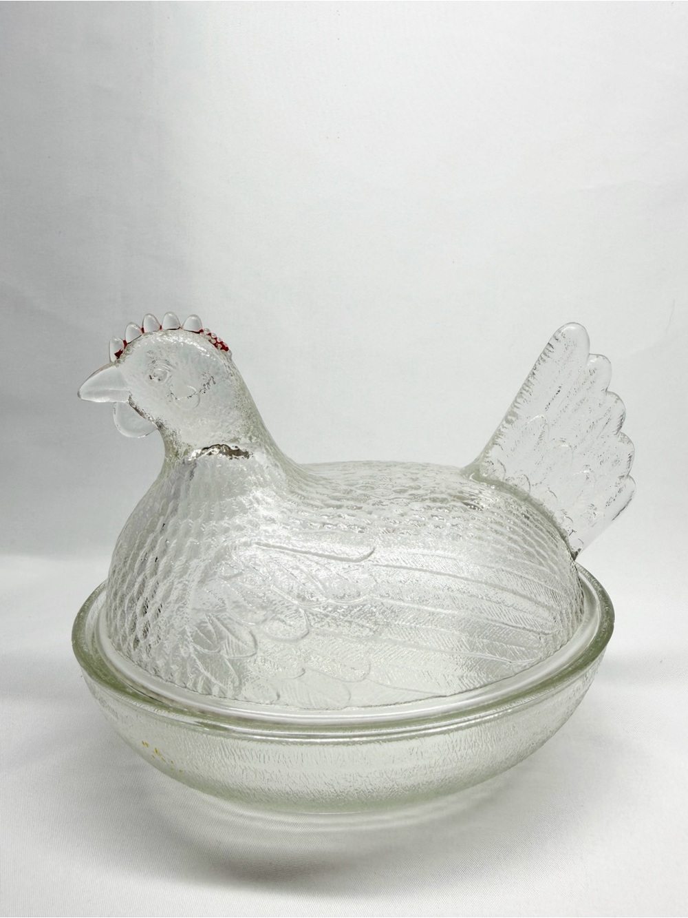 Vintage Indiana Glass Clear Glass Hen on a Nest